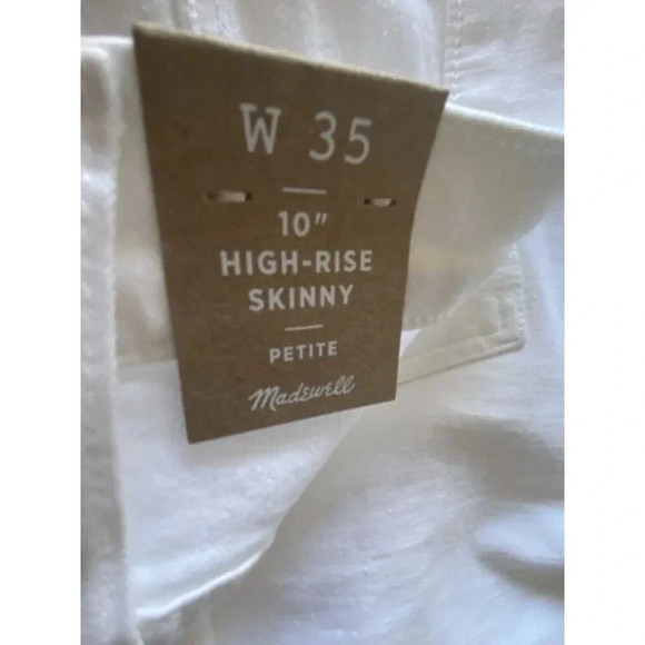 Madewell High Rise Skinny Crop Jeans White Button Front Womens 35 P New I105 - Picture 5 of 6